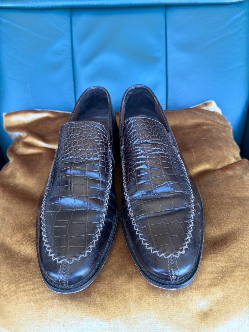 Stacy Adam’s Brown Crocodile Pattern Dress Shoes Men’s Size 10 - Picture 2 of 5